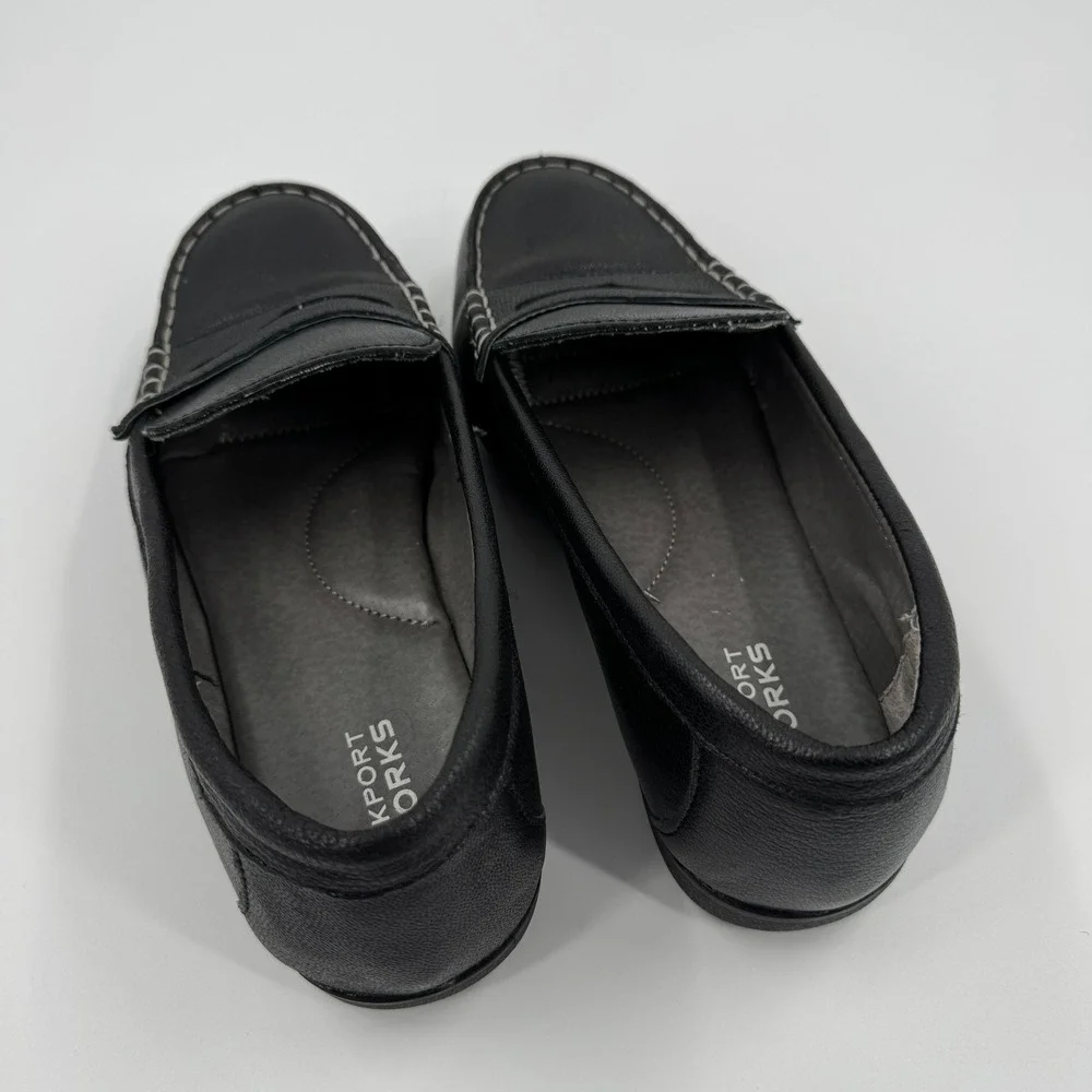 Rockport Womens Black Leather Work Shoes Top Shore Penny Loafer Steel Toe‎ 10W